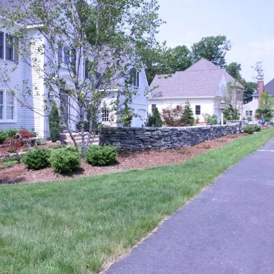 Stone Wall, Patio and Landscaping