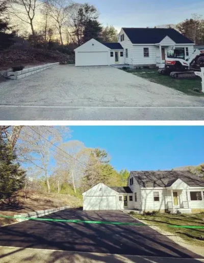 Before and after driveway paving in Maine