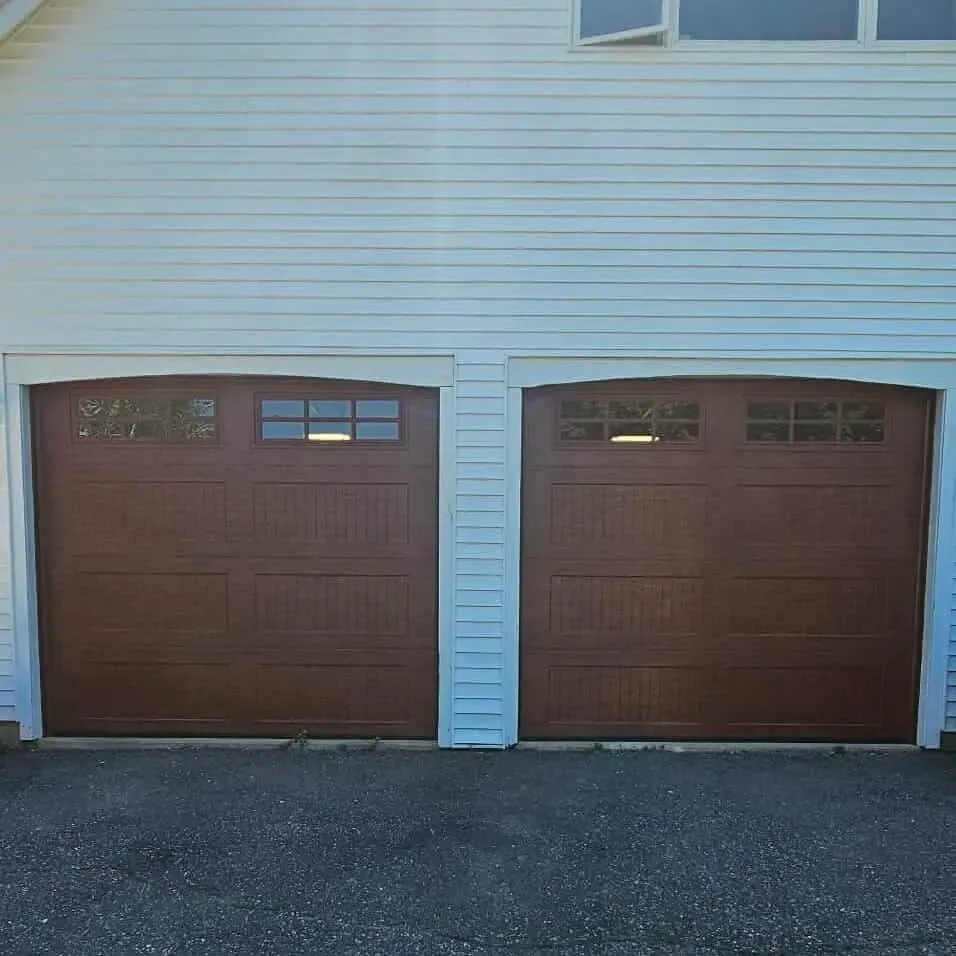 A pair of brown wood-look doors