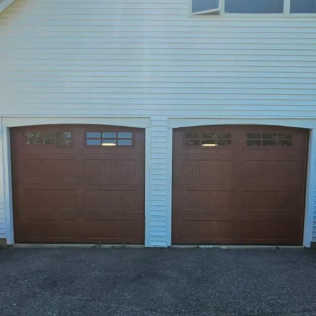 A pair of brown wood-look doors