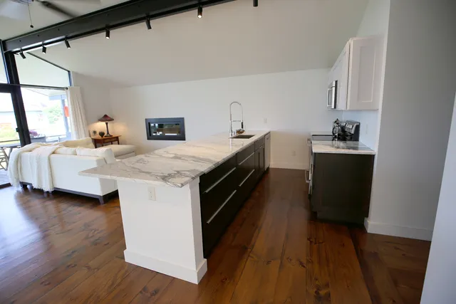 Galley kitchen with custom cabinetry