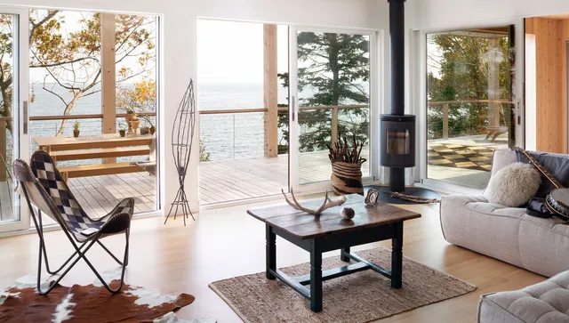 Juniper Design Build's Woods and Water house construction project living room