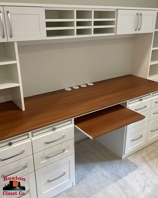 A productive workspace starts with better organization. Keeping supplies, paperwork, and office essentials in dedicated spaces helps reduce clutter, improve focus, and make busy workdays run a lot smoother.

Contact us today for a free consultation!
💡youtube.com/@bostonclosetco
💻 Link in bio.

#bostoncloset #customclosets #closetorganization #storagesolutions #closetmakeover