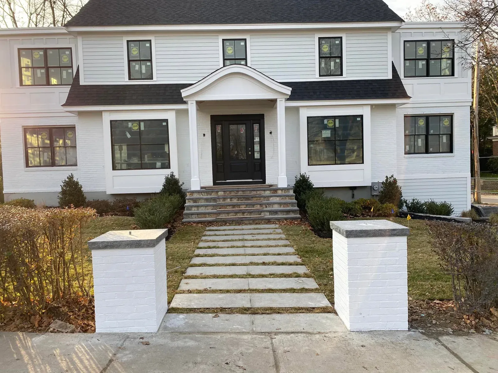 Completed masonry entrance by Arod Masonry