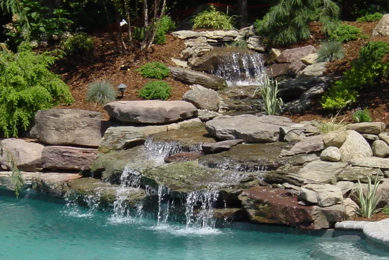 Multi-tier stone waterfall