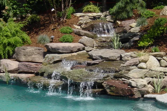 Multi-tier stone waterfall