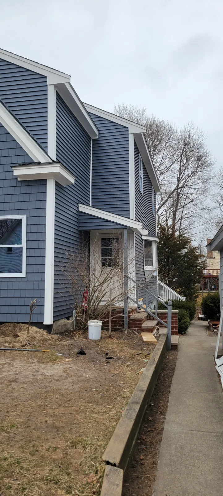 Exterior siding and trim work on a home