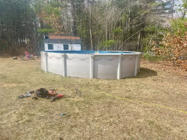 Above-ground pool before removal