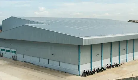 Commercial building with metal roofs