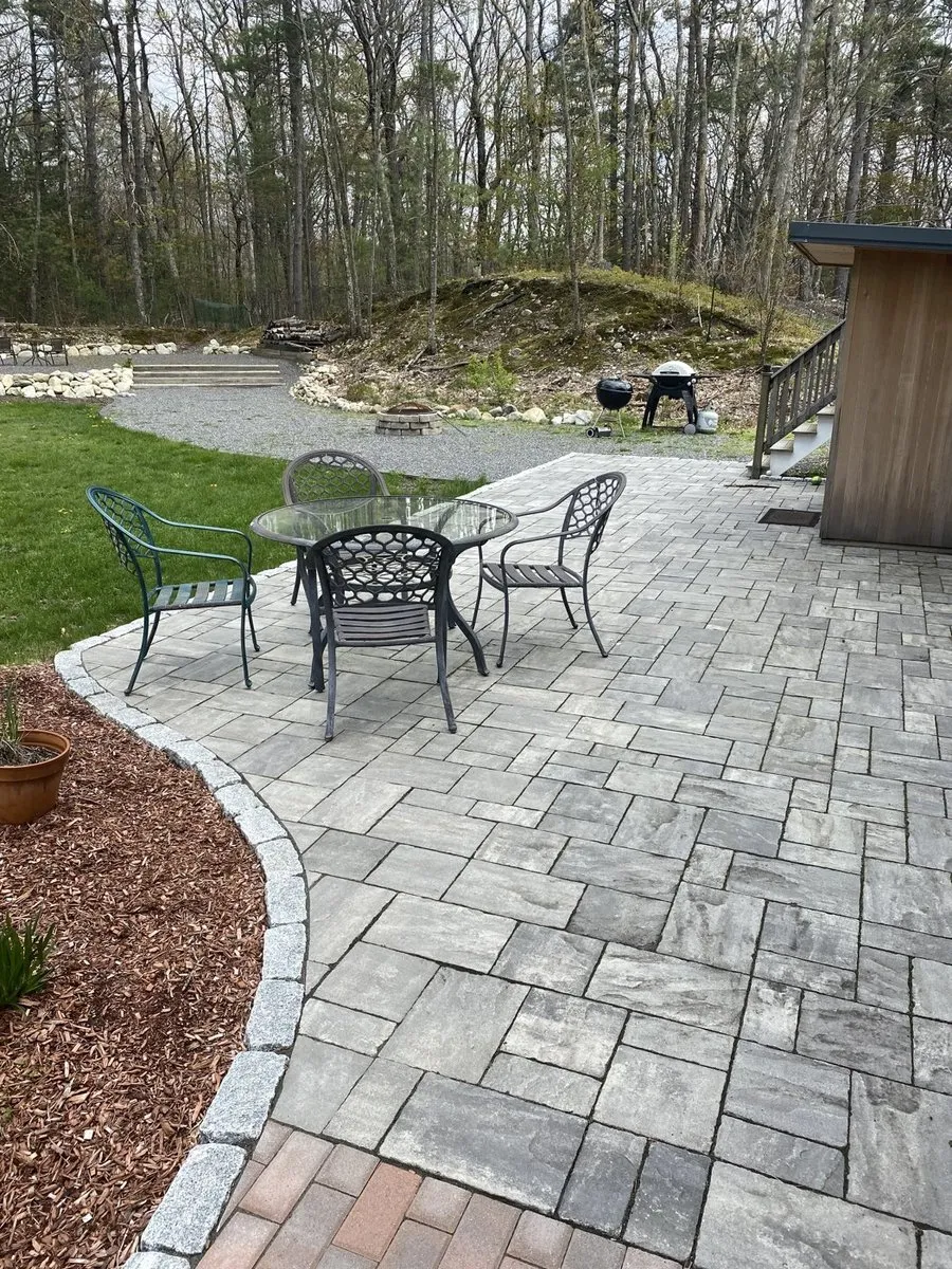 Paver patio installation by DNA Landscaping in Westborough, Massachusetts