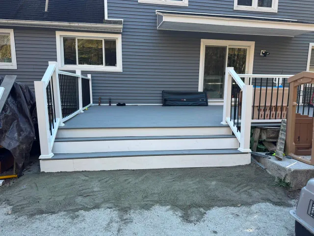 Completed exterior of a New England style property