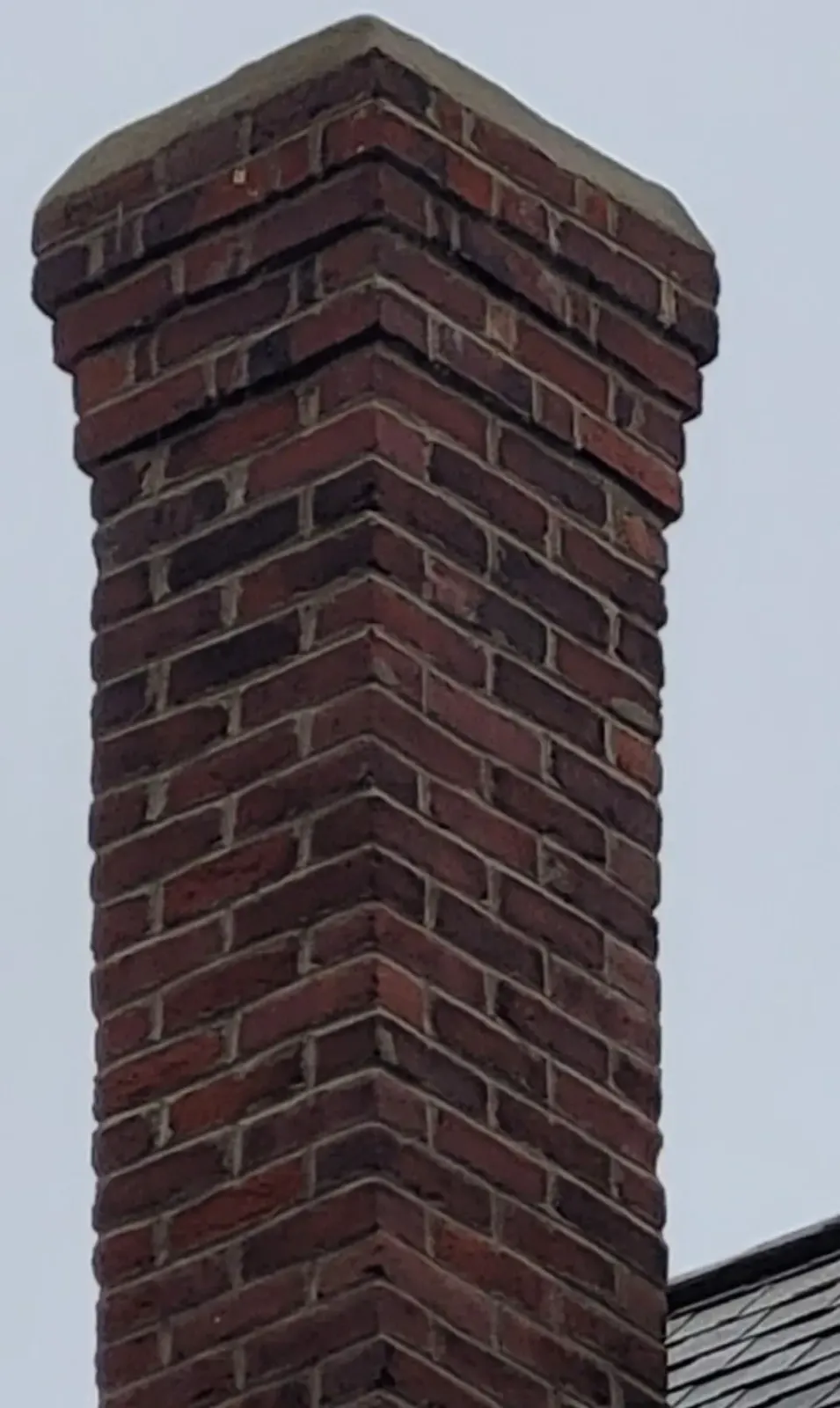 A brick chimney with no roof on the top of it.
