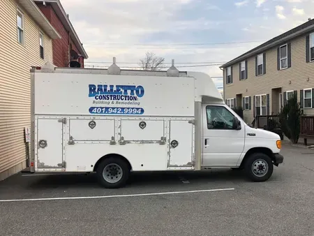 White construction truck with logo