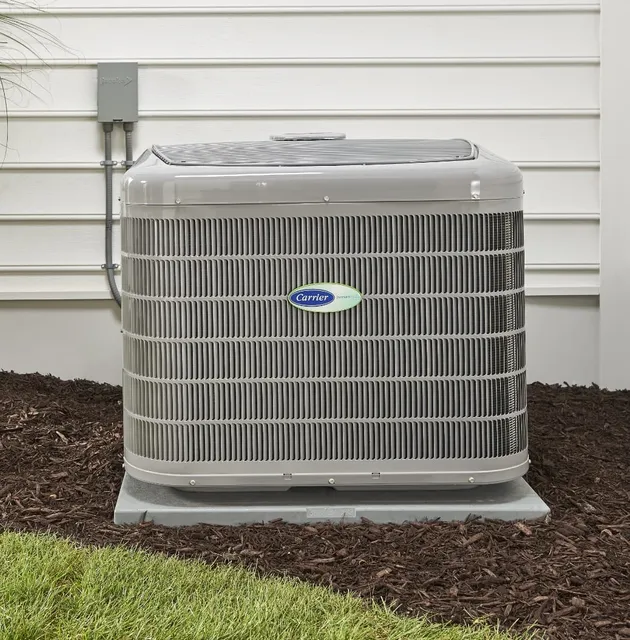 Carrier HVAC equipment sitting outside home in Southington, CT.