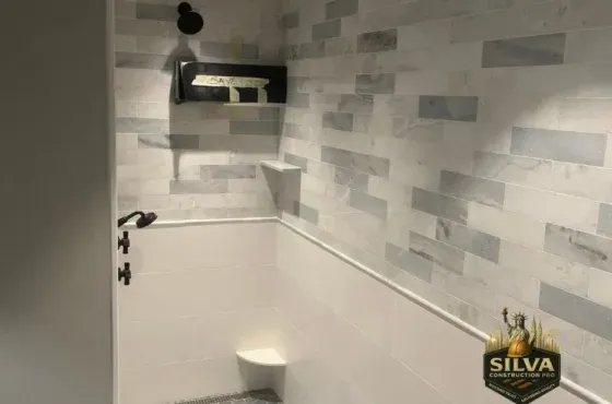 Modern Tub-Shower Combination with Designer Tile