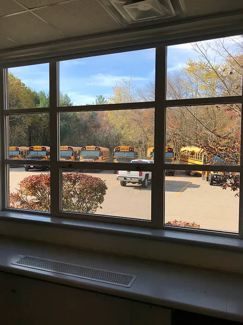 School windows tinted with solar control film