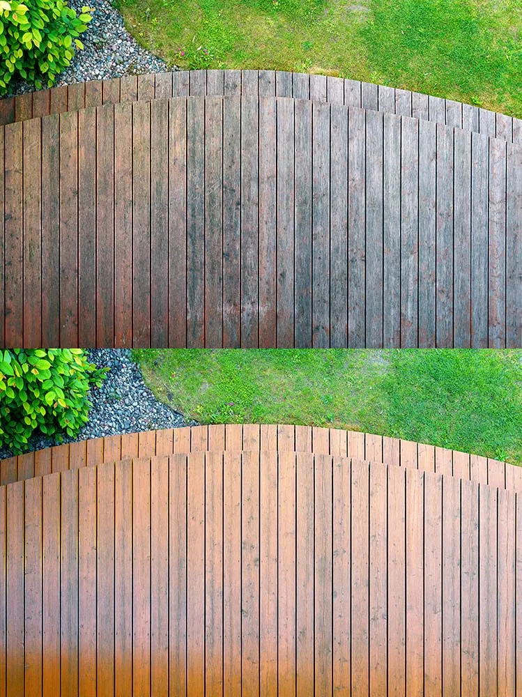 Deck Cleaning Before & After Hanover, MA