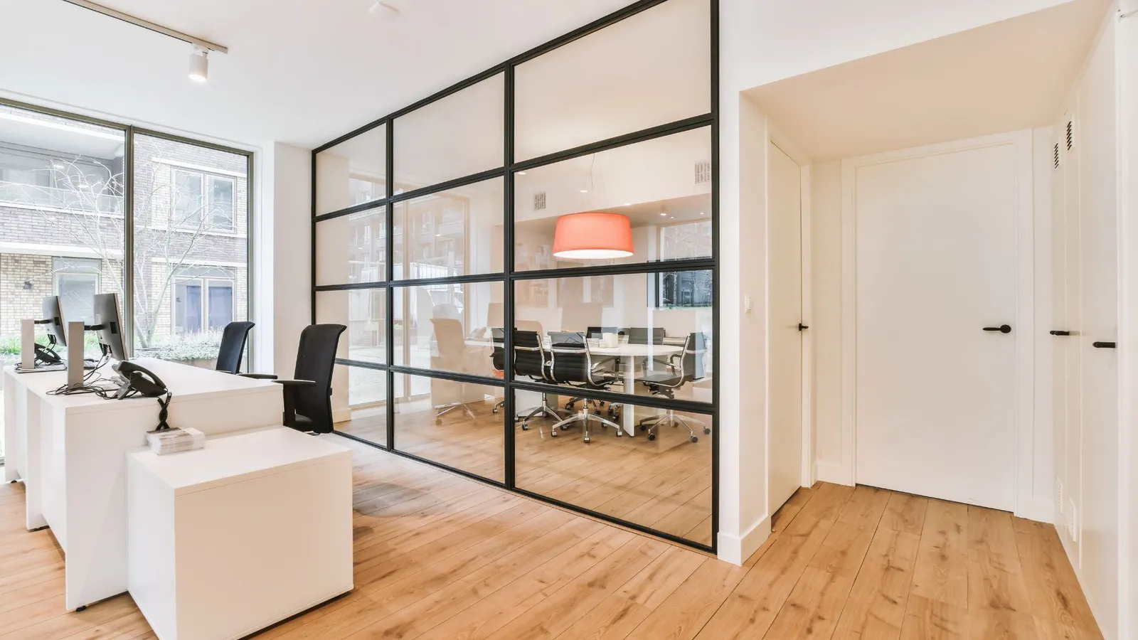 Spacious Office Room Design by Honorato Company in Greater Boston