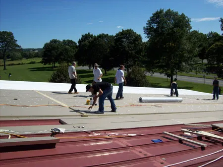 Commercial roofing project completed by R & H Roofing in Massachusetts