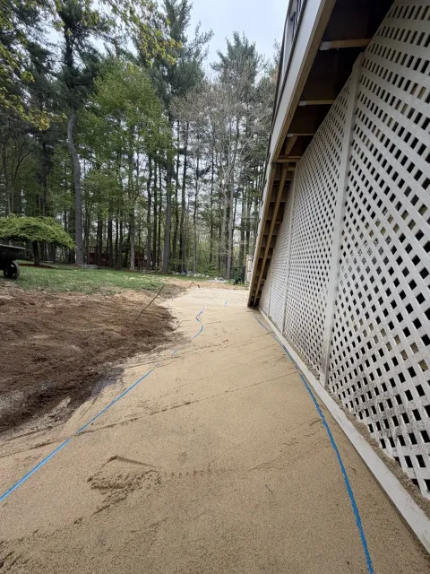 Walkway preparation during the Bellingham Massachusetts patio project
