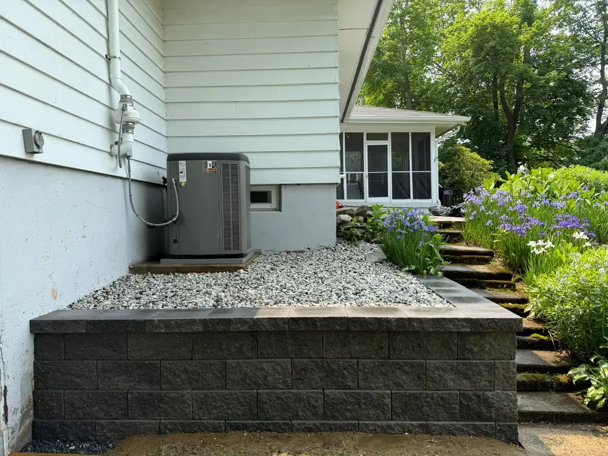 Retaining wall installation by Goodwood General Construction in the Greater Boston area.
