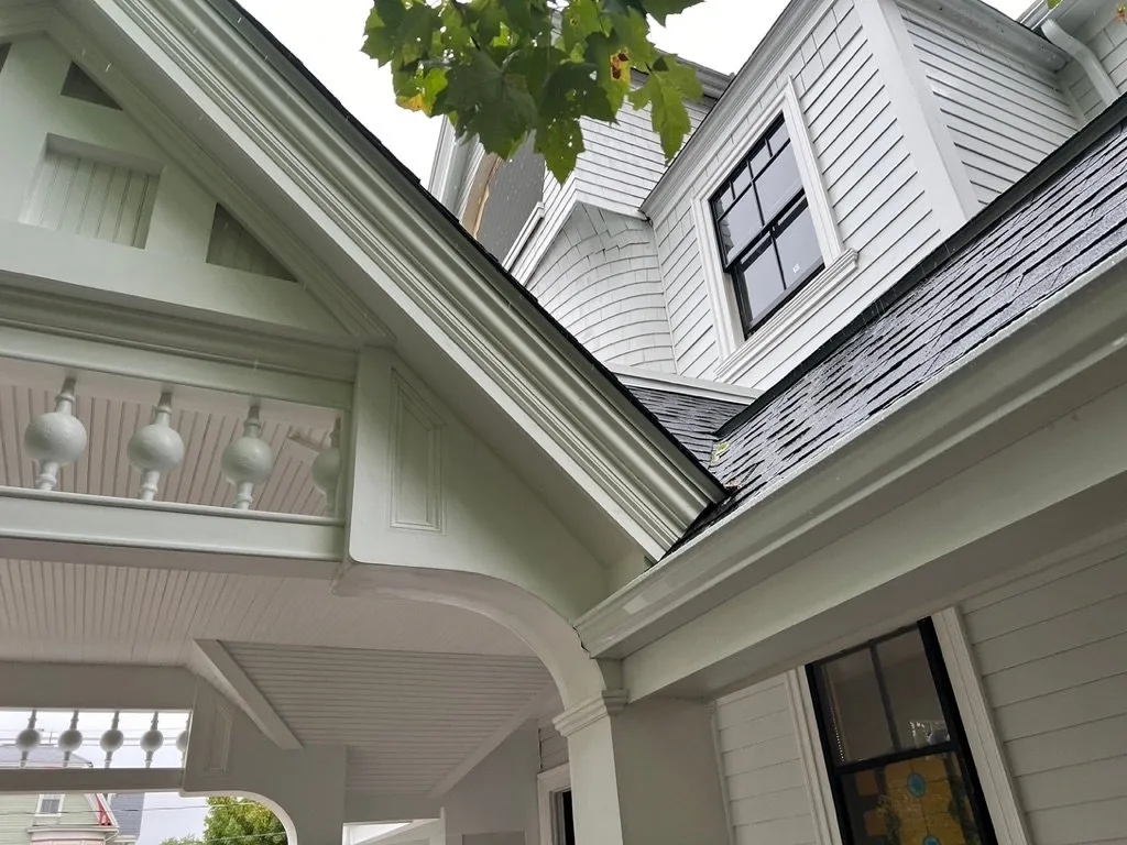 PVC crown molding and roofline detail