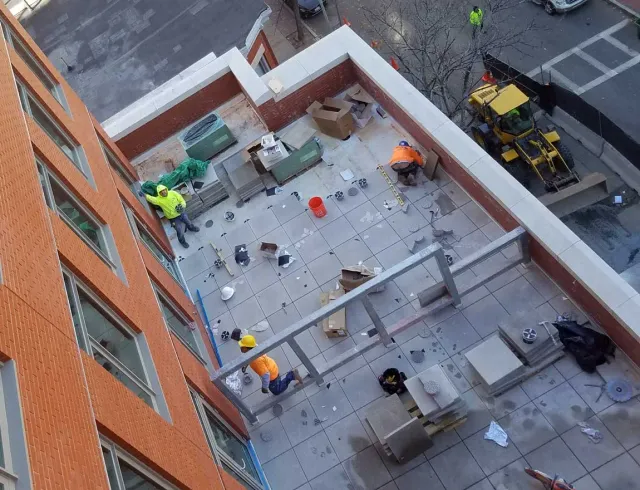 Rooftop block deck build by Waze Development