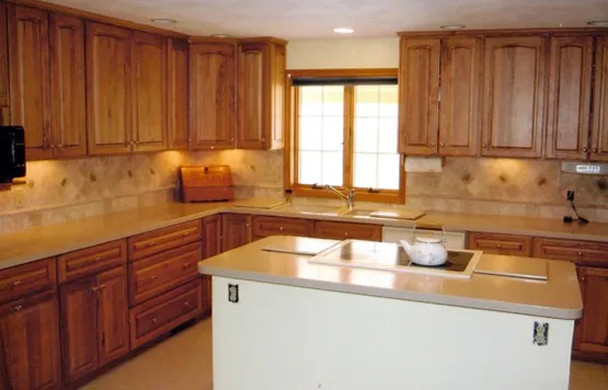 Kitchen remodel with center island and under-cabinet lighting