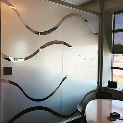 Custom frosted decorative film with logo on glass wall