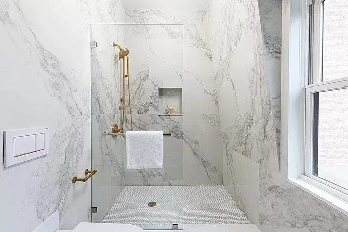 The Master Bathroom at 174 Elm St, Cambridge.