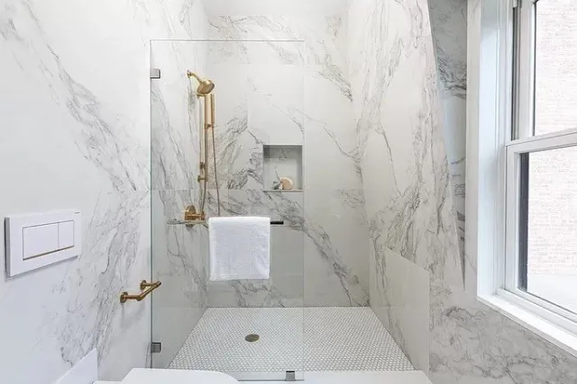 The Master Bathroom at 174 Elm St, Cambridge.