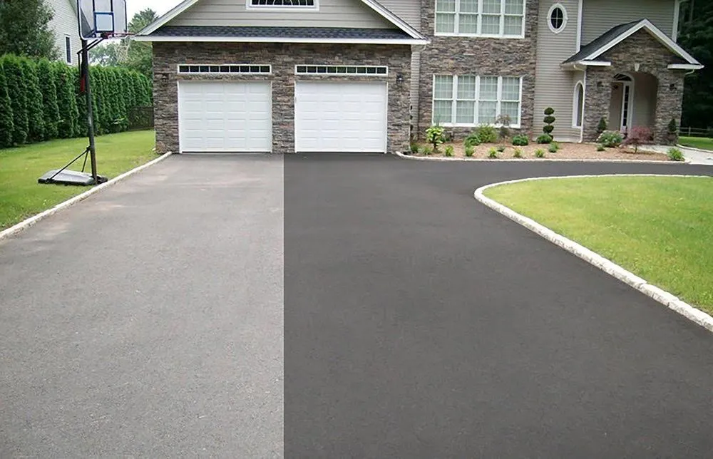 Pittore Brothers crew sealcoating an asphalt surface