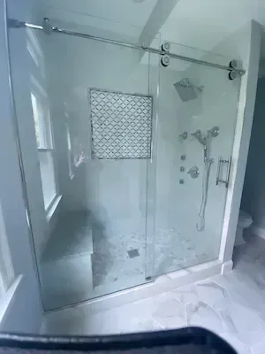 A walk in shower in Lunenburg, MA completed by Grams Tile