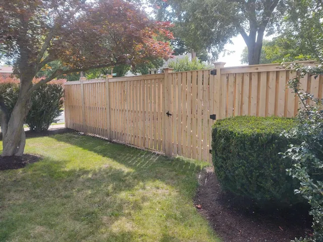 New cedar shadowbox fence with gate