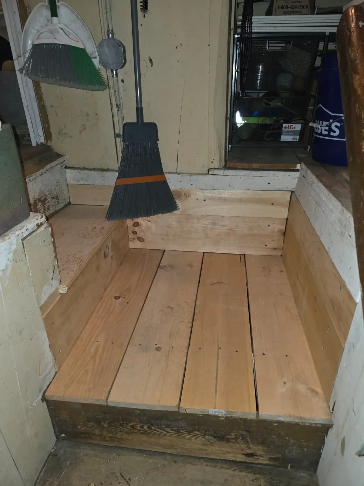 Basement staircase repair on the main threshold and second step