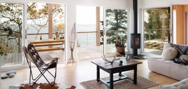 Juniper Design Build's Woods and Water house construction project bedroom