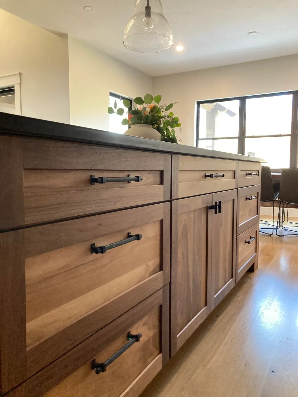 Modern Kitchen with Walnut & Black Cabinetry in Central Massachusetts