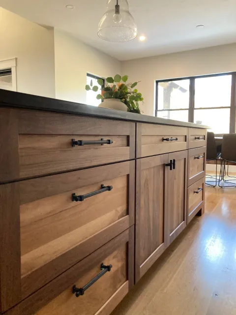 Modern Kitchen with Walnut & Black Cabinetry in Central Massachusetts