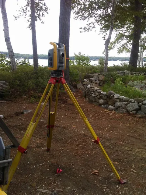 Site layout equipment, lake lot — Great North Woods Septic Design field photo