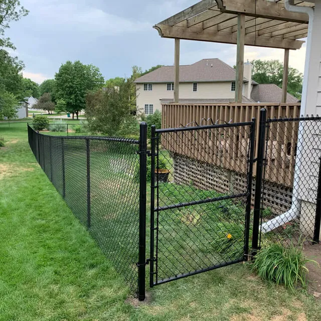 Black vinyl-coated residential chain-link fence