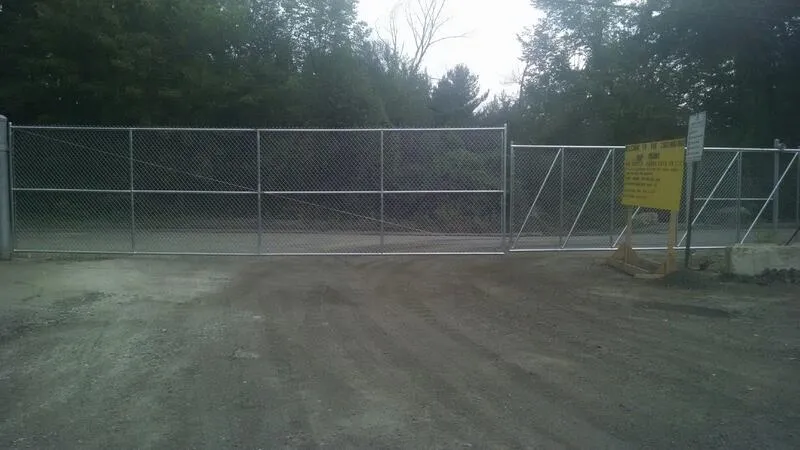 Commercial chain link gates at an industrial site