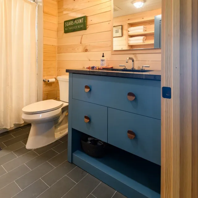 Clean lines, warm tones, and fully custom. 🛁✨
This beautiful bathroom vanity was designed for our client&rsquo;s lakeside retreat in Naples, Maine. Every detail&mdash;from the inset drawers to the handcrafted finish&mdash;was tailored to reflect the