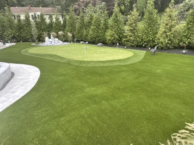 Backyard Putting Green Boston with fringe and lawn turf