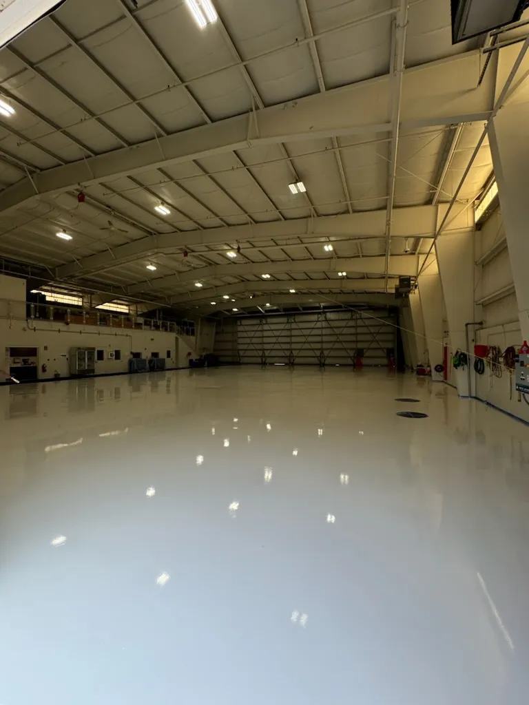 Airplane hangar floor coatings