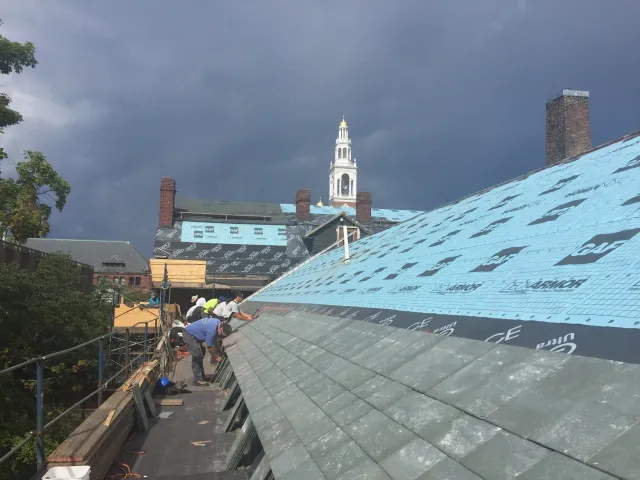 Commercial slate roofing project in Vermont
