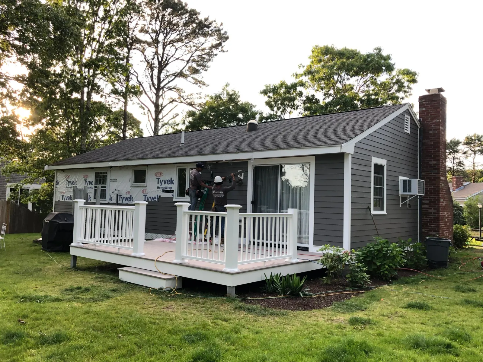 Deck replacement using composite wood.
