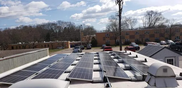 Solar panel installation in progress