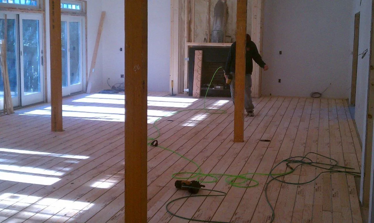 Radiant floor heat rough-in on a renovation jobsite