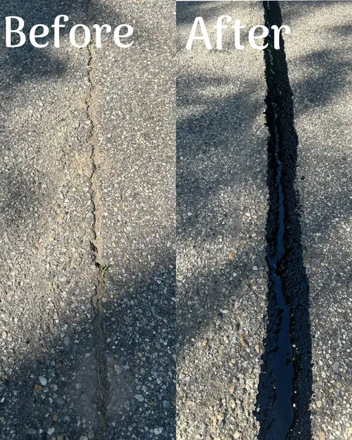 Before and after crack filling close-up