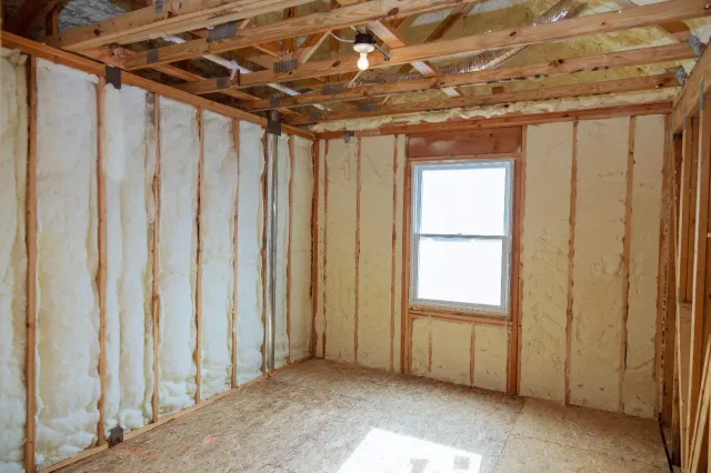 New home construction interior with insulation in Connecticut
